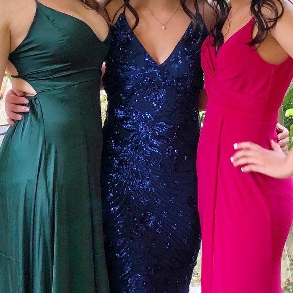 sparkle blue mermaid prom dress - Picture 3 of 5